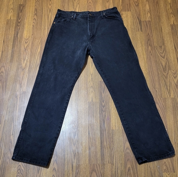 Wrangler 13MWZ Men’s 36x32 Black Vintage Thick Denim Western Jeans VTG USA D29 - Picture 2 of 8